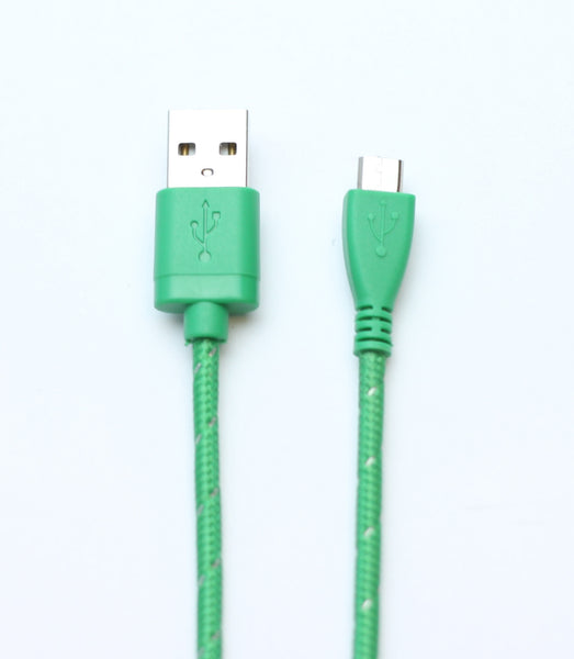 Micro USB Green Everlasting Nylon Cable